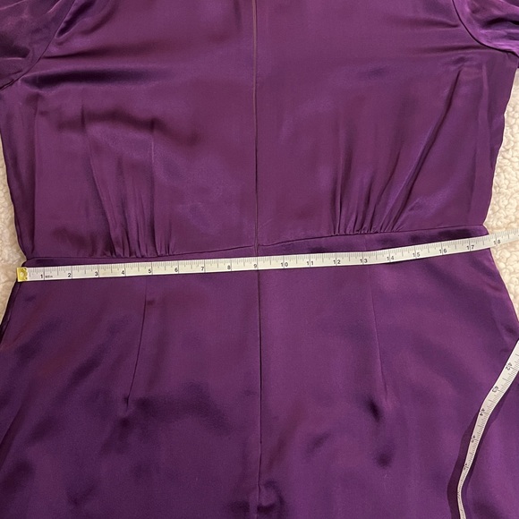 Kate Spade silk dress w/ draped neckline, long balloons sleeves. Midi. Purple 14 - Picture 13 of 16
